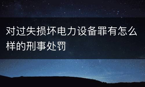 对过失损坏电力设备罪有怎么样的刑事处罚