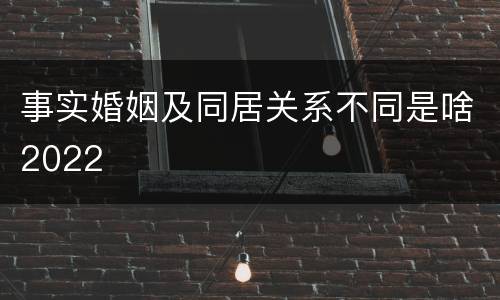 事实婚姻及同居关系不同是啥2022