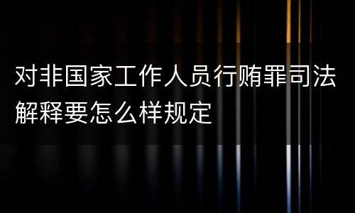对非国家工作人员行贿罪司法解释要怎么样规定