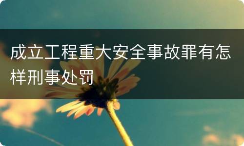 成立工程重大安全事故罪有怎样刑事处罚