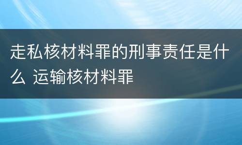 走私核材料罪的刑事责任是什么 运输核材料罪