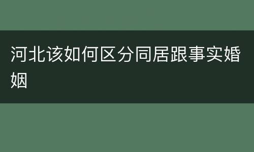 河北该如何区分同居跟事实婚姻