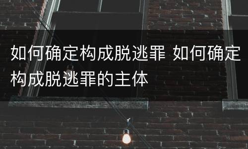 如何确定构成脱逃罪 如何确定构成脱逃罪的主体