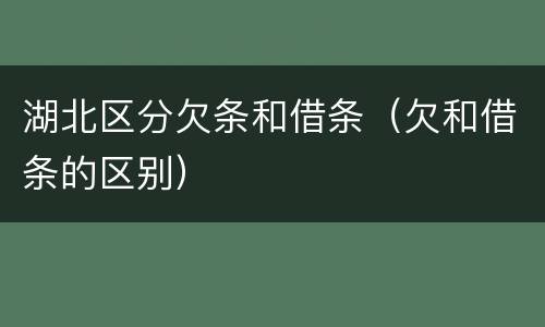 湖北区分欠条和借条（欠和借条的区别）