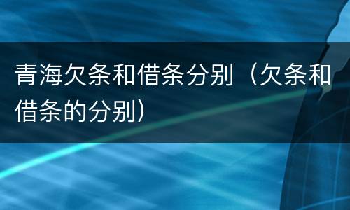 青海欠条和借条分别（欠条和借条的分别）