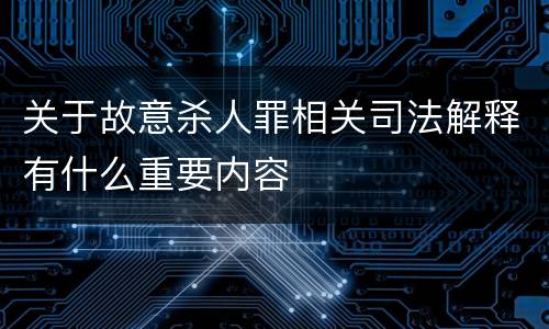 关于故意杀人罪相关司法解释有什么重要内容