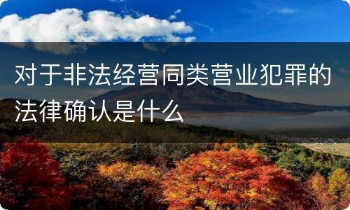 对于非法经营同类营业犯罪的法律确认是什么