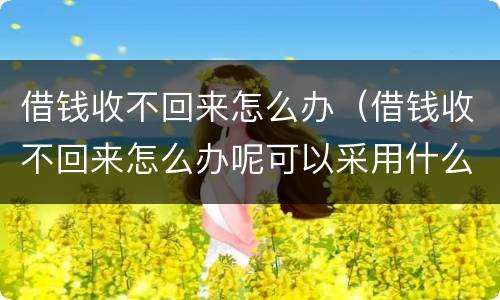 借钱收不回来怎么办（借钱收不回来怎么办呢可以采用什么途径）