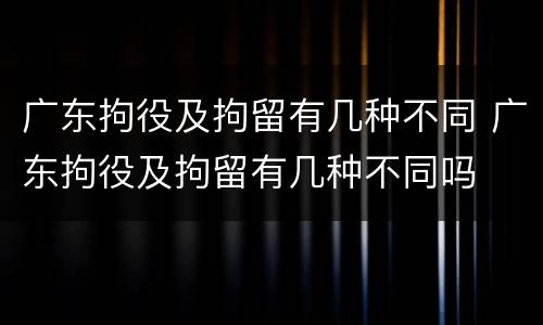广东拘役及拘留有几种不同 广东拘役及拘留有几种不同吗