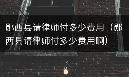 郧西县请律师付多少费用（郧西县请律师付多少费用啊）