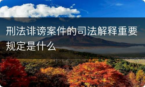 刑法诽谤案件的司法解释重要规定是什么