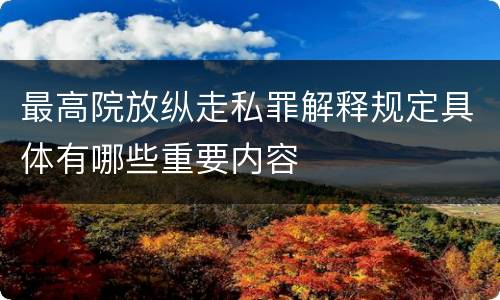 最高院放纵走私罪解释规定具体有哪些重要内容