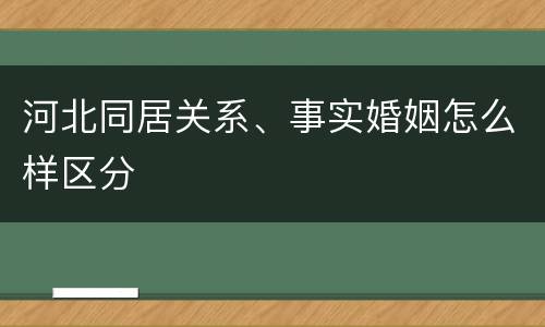 河北同居关系、事实婚姻怎么样区分