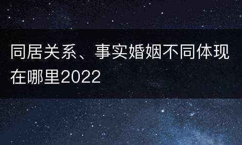 同居关系、事实婚姻不同体现在哪里2022