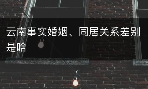 云南事实婚姻、同居关系差别是啥
