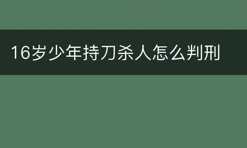 16岁少年持刀杀人怎么判刑
