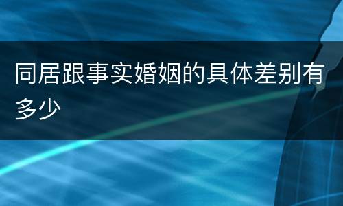 同居跟事实婚姻的具体差别有多少