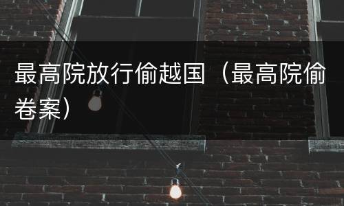 最高院放行偷越国（最高院偷卷案）