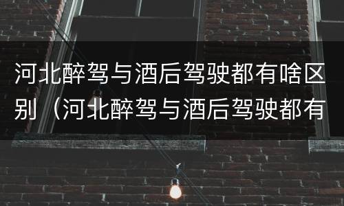河北醉驾与酒后驾驶都有啥区别（河北醉驾与酒后驾驶都有啥区别呢）