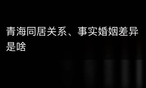 青海同居关系、事实婚姻差异是啥