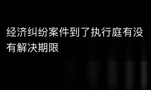 经济纠纷案件到了执行庭有没有解决期限