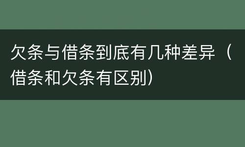 欠条与借条到底有几种差异（借条和欠条有区别）