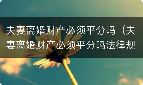 夫妻离婚财产必须平分吗（夫妻离婚财产必须平分吗法律规定）