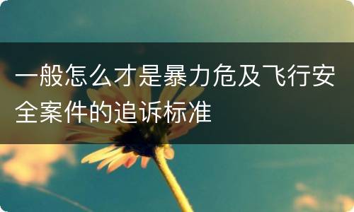 一般怎么才是暴力危及飞行安全案件的追诉标准