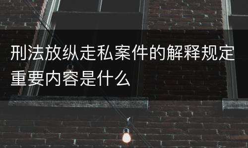 刑法放纵走私案件的解释规定重要内容是什么