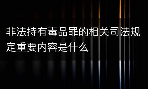 非法持有毒品罪的相关司法规定重要内容是什么