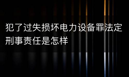 犯了过失损坏电力设备罪法定刑事责任是怎样