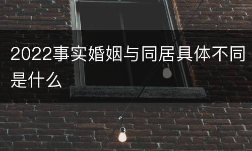 2022事实婚姻与同居具体不同是什么