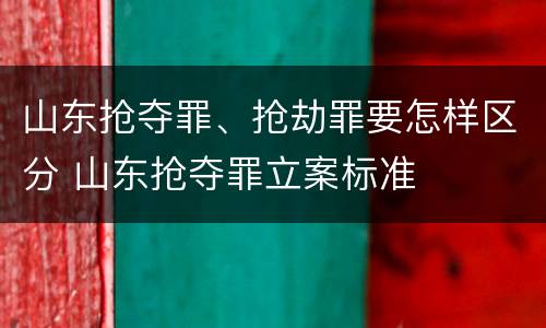 山东抢夺罪、抢劫罪要怎样区分 山东抢夺罪立案标准