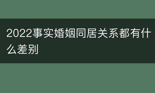 2022事实婚姻同居关系都有什么差别