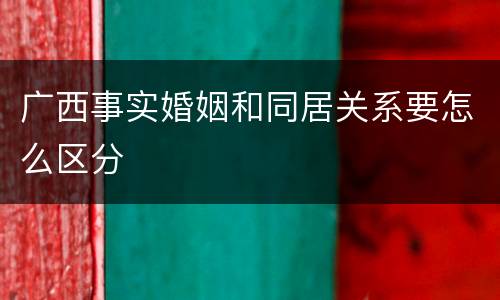 广西事实婚姻和同居关系要怎么区分