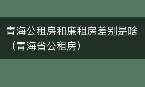 青海公租房和廉租房差别是啥（青海省公租房）