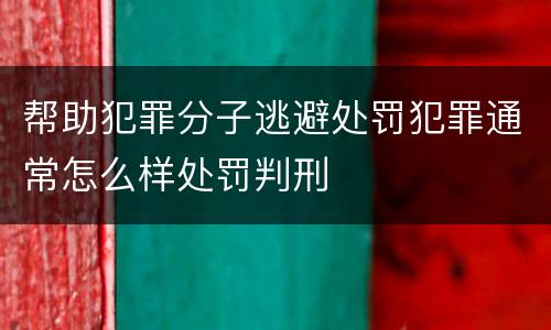 帮助犯罪分子逃避处罚犯罪通常怎么样处罚判刑