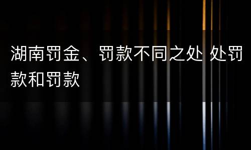 湖南罚金、罚款不同之处 处罚款和罚款