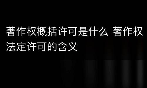 著作权概括许可是什么 著作权法定许可的含义