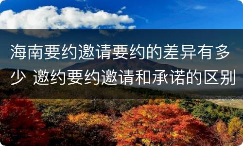 海南要约邀请要约的差异有多少 邀约要约邀请和承诺的区别