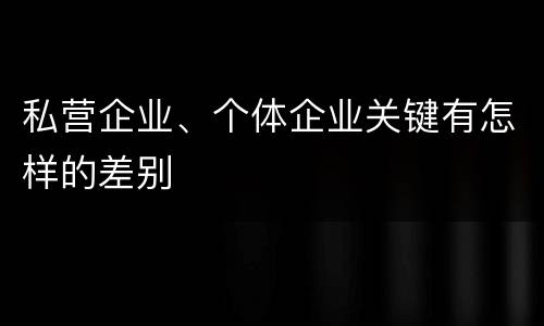 私营企业、个体企业关键有怎样的差别
