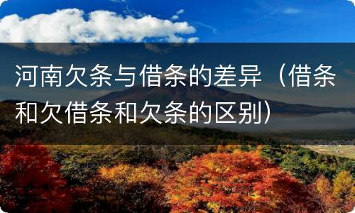 河南欠条与借条的差异（借条和欠借条和欠条的区别）