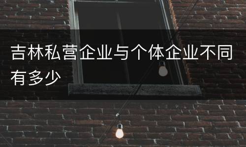 吉林私营企业与个体企业不同有多少