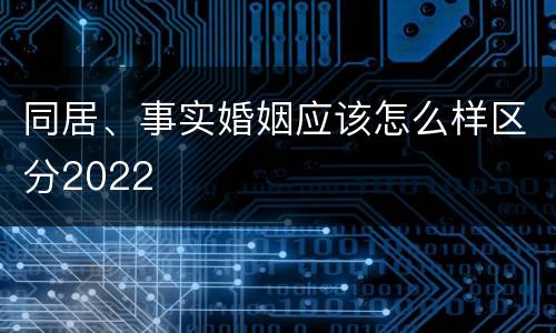 同居、事实婚姻应该怎么样区分2022