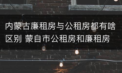 内蒙古廉租房与公租房都有啥区别 蒙自市公租房和廉租房