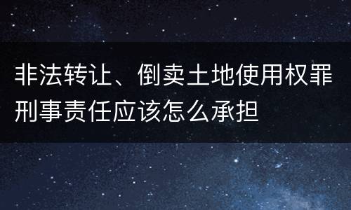 非法转让、倒卖土地使用权罪刑事责任应该怎么承担
