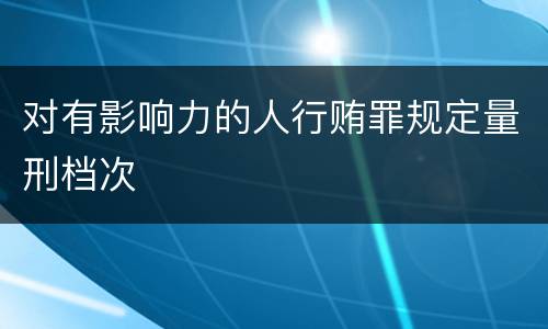 对有影响力的人行贿罪规定量刑档次