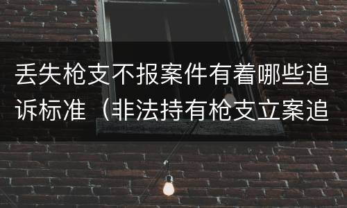丢失枪支不报案件有着哪些追诉标准（非法持有枪支立案追诉标准）