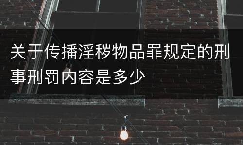 关于传播淫秽物品罪规定的刑事刑罚内容是多少