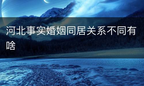 河北事实婚姻同居关系不同有啥